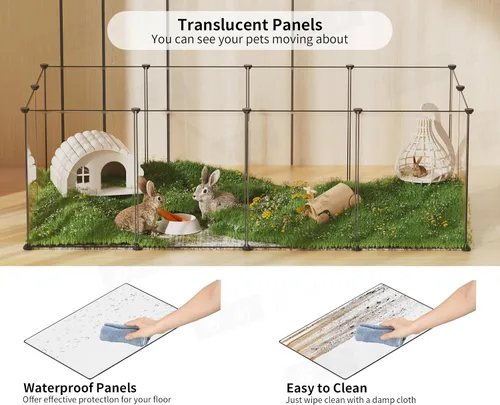 Miniatura 3 de Corralito para mascotas, corralito transparente para animales pequeños, cerca de patio para cachorros, conejos, cobayas, hurones, ratones
