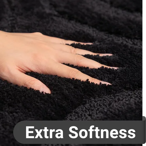 Miniatura 4 de DEXDE Alfombras de baño de 24 x 60 pulgadas, ultra suaves y absorbentes de agua, antideslizantes, de secado rápido, lavables a máquina, tapetes Negro