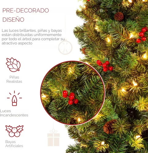 Miniatura 3 de Best Choice Products - Arbol de navidad delgado iluminado