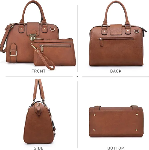 Miniatura 3 de Dasein - Bolso de mano para mujer diseño de barril cuero vegano bolso de hombro con asa superior a la moda bolso de trabajo