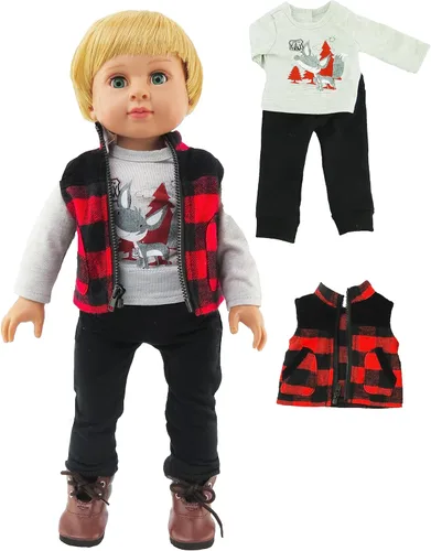 Miniatura 3 de American Fashion World Conjunto de chaleco y pantalones de 3 piezas para muñecas de 18 pulgadas para niños de 'Race to Your Dreams' Calidad