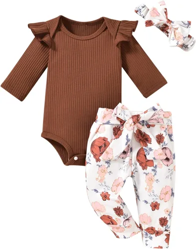 Miniatura 83 de Aalizzwell Conjunto de mameluco acanalado para bebé recién nacido prematuro para otoño e invierno