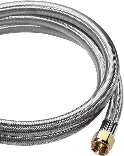 Miniatura 4 de DOZYANT Reemplazo de manguera reguladora de propano de 5 pies con medidor de tanque de propano, manguera trenzada de acero inoxidable para estufa