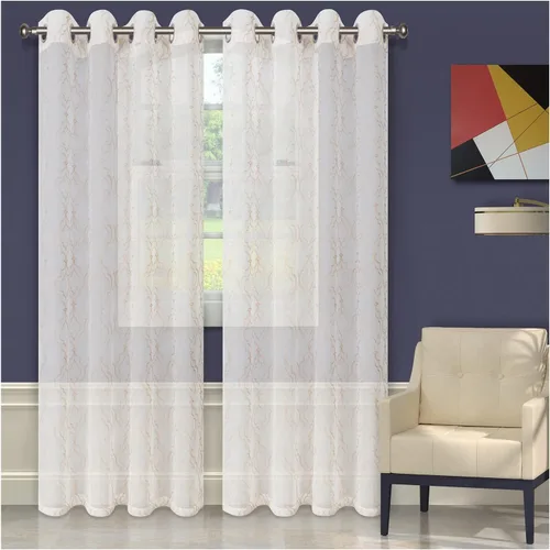 Superior Panel de cortina de tratamiento de ventana con ojales de acero inoxidable bordado ligero de calidad (juego de 2) 52 x 63 pulgadas, color