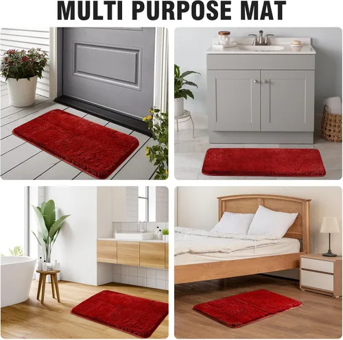 Miniatura 7 de TECHMILLY Alfombras Corredoras de Baño Super Suaves Peludas, Alfombras de Baño de Microfibra Gruesas Antideslizantes Absorbentes, Tapete de Baño