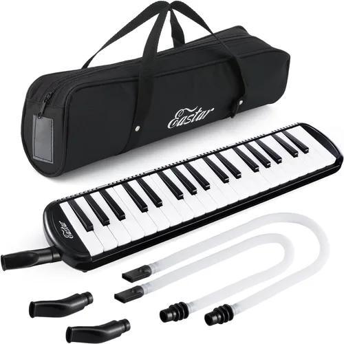 Miniatura 8 de Eastar Melódica de 32 Teclas Instrumento de Teclado Piano de Aire Soprano con 2 Boquillas Dobles con Tubo, Bolsa de Transporte, Negro