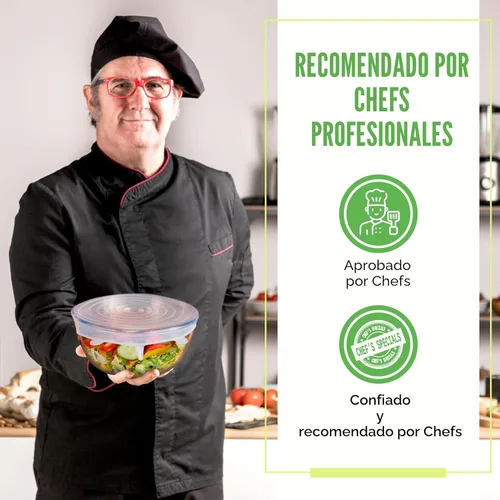 Miniatura 6 de Tapas elásticas reutilizables de silicona para almacenamiento de alimentos en refrigerador - Cubiertas elásticas resistentes al calor para tazones