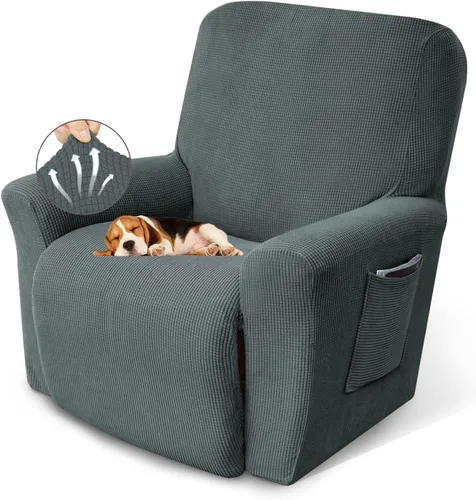Miniatura 22 de KEKUOU Fundas para sillas reclinables, fundas elásticas para sofá reclinable de niño perezoso, 1 pieza, protector de muebles con parte inferior Azul