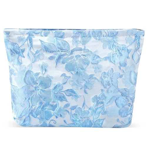 Miniatura 22 de Bolsa de maquillaje de flores para mujer, bonita bolsa de maquillaje para bolso, bolsa de cosméticos con cremallera, bolsa de cosméticos de lona
