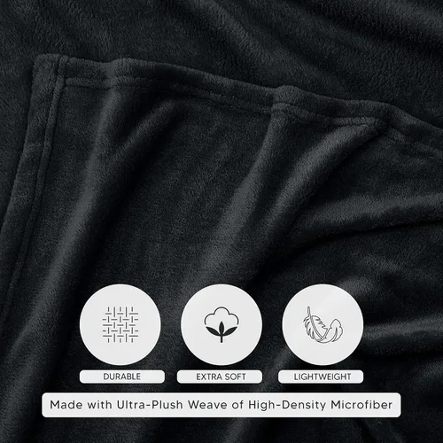 Miniatura 3 de Utopia Bedding Manta de forro polar negro, tamaño individual, ligera, mullida, suave, antiestática de microfibra (60 x 80 pulgadas)
