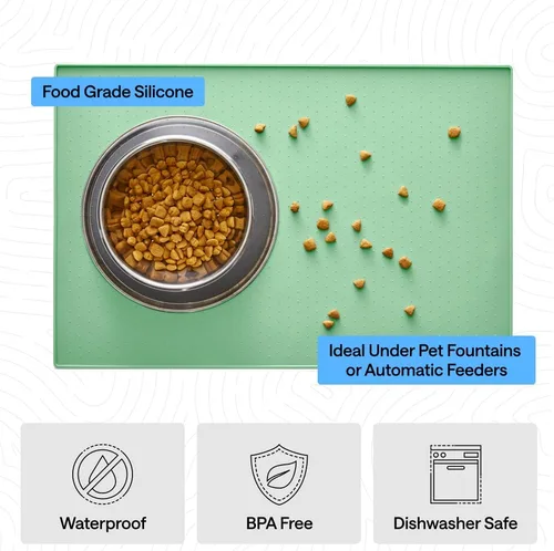 Miniatura 5 de GORILLA GRIP - Alfombrilla de silicona 100% impermeable con bordes elevados, sin BPA, para mascotas, tapetes para comida de perros y gatos, contiene