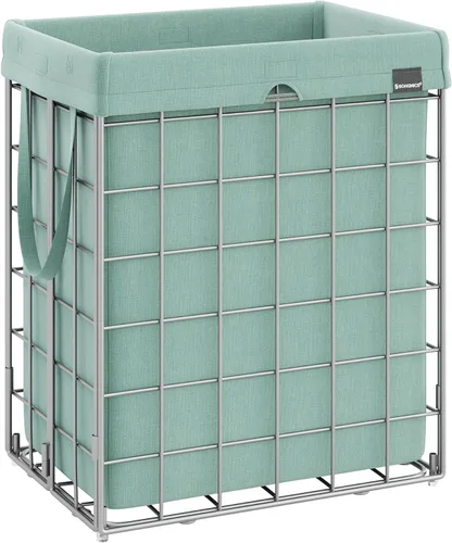 Miniatura 19 de SONGMICS Cesta para la ropa sucia, 23.8 galones (90 litros) Cesta de ropa, Cesta para ropa plegable, Forro extraíble y lavable, Marco de alambre