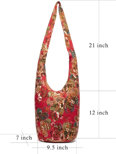 Miniatura 217 de Bolsa de hombro para mujer, de lona en estilo hippie/bohemio para llevar cruzada al hombro, disponible en diferentes colores y estampados