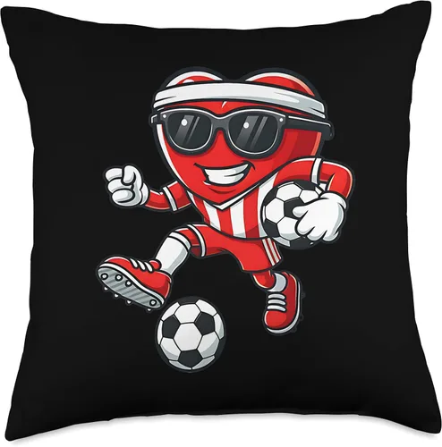 Miniatura 4 de Cute Soccer Boy – Funny Football Throw Pillow