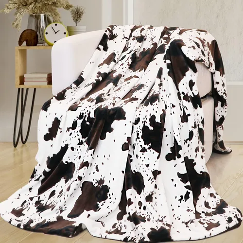 Miniatura 9 de Manta con Estampado de Vaca para Adultos - Franela Ultra Suave Difusa Ligera de Felpa para Sofá y Cama - Regalos Temáticos de Vaca para Cumpleaños