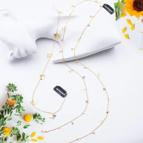 Miniatura 5 de 4 cadenas trenzadas de cabello de mariposas, joyas para el cabello con diamantes de imitación, pinzas para el cabello de mariposas, accesorios