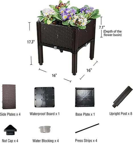 Miniatura 5 de Macetas elevadas de plástico para cama de jardín elevada con patas para plantas al aire libre, kits de caja con agujeros de drenaje para patio