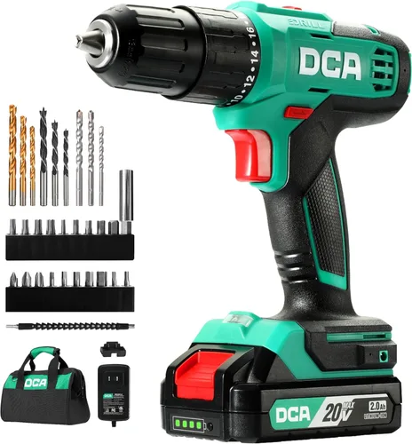 Miniatura 9 de DCA Taladro de Martillo Sin Escobillas de 20V Inalámbrico, Taladro de Impacto de 492 Pulgadas-Libras de Torque, Portabrocas de Metal sin Llave