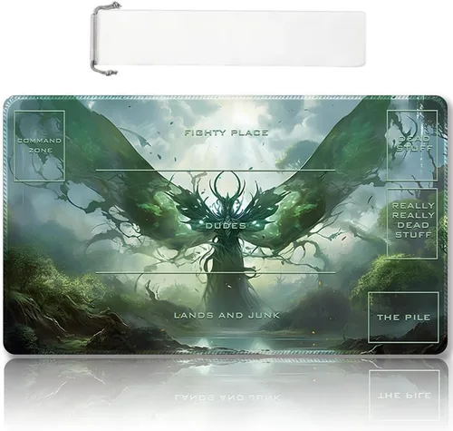 Miniatura 20 de Tapete de Juego MTG Premium Cosido con Zonas y Respaldo de Goma Antideslizante - Tapete de Juego TCG para MTG y Otros Juegos de Cartas - Diseño Dkt