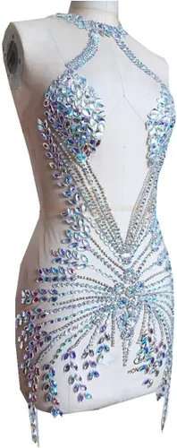 Miniatura 6 de Nuevos parches de cuerpo completo hechos a mano apliques de diamantes de imitación en red desnuda Cuentas de piedra de cristal de color AB