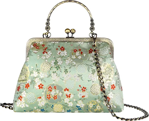 Miniatura 149 de Bolso floral con asa superior, bolso de noche Kiss Lock para mujer, bolso vintage