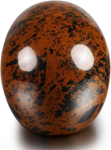 Miniatura 5 de Skullis Calavera de cristal de obsidiana de caoba de 3.0 pulgadas. Escultura de arte fino de piedra preciosa tallada a mano, estatua de piedra