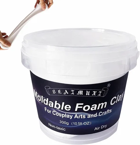 Miniatura 8 de Arcilla de espuma moldeable para cosplay, arcilla de espuma seca al aire moldeable, 17.64 oz, color blanco, espuma para esculpir para disfraces
