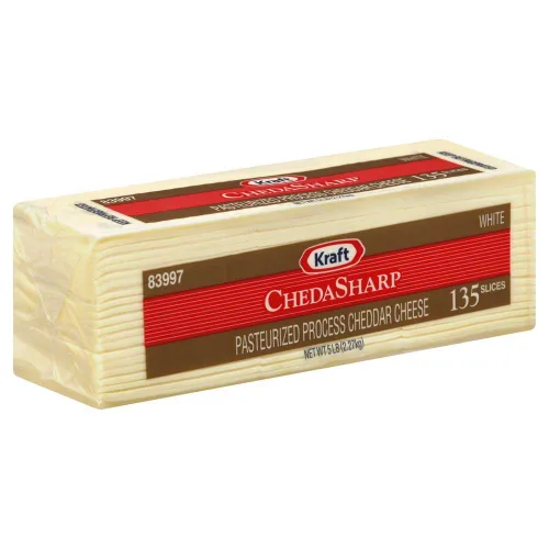 Miniatura 4 de Kraft Queso blanco en rodajas de Chedasharp, 5 libras, 4 por caja.
