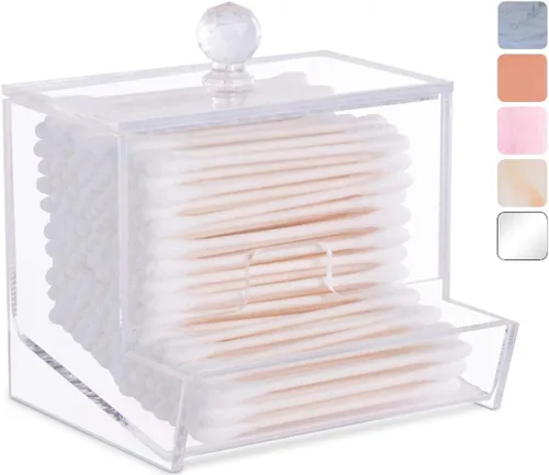 My Space Organizers Soporte acrílico Qtip - Para dispensador de hisopos de algodón de la marca Qtip, decoración moderna de baño, almacenamiento de