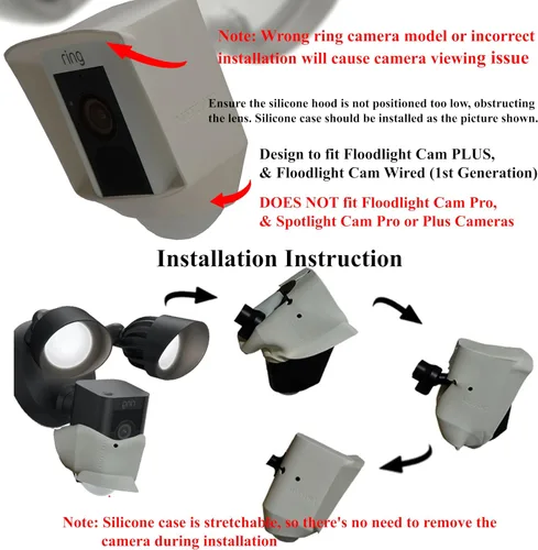 Miniatura 5 de Funda de silicona compatible con Ring Floodlight Cam Wired Plus, cámara de reflector, protección contra el deslumbramiento solar, los rayos UV