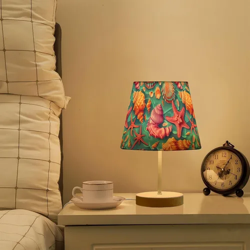 Miniatura 7 de ODAWA Desk Lamp Dimmable Vintage Seashell Blue Bedroom Lamps with USB Ports Table Lamps for Bedroom