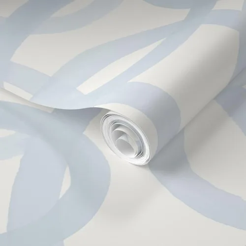 Miniatura 2 de Muestras de papel tapiz removibles – Círculos azul hielo pintura gráfica ligera acuarela graffiti personalizado pre-pegado papel pintado por