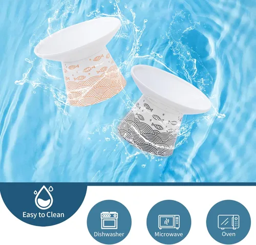 Miniatura 6 de Cuencos de cerámica extra anchos de 6.25 pulgadas para gatos, cuencos de comida y agua para gatos mayores grandes y perros pequeños, base elevada