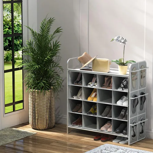 Miniatura 2 de Simple Houseware - Organizador de zapatero con cubículo de 4 niveles y 16 cubos, color gris