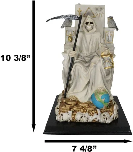 Miniatura 2 de Ebros Túnica blanca Santa Muerte Santa Muerte Hueso Sagrado Madre sentada en el trono con guadaña Estatua Patrón de Protección Sanación Pureza