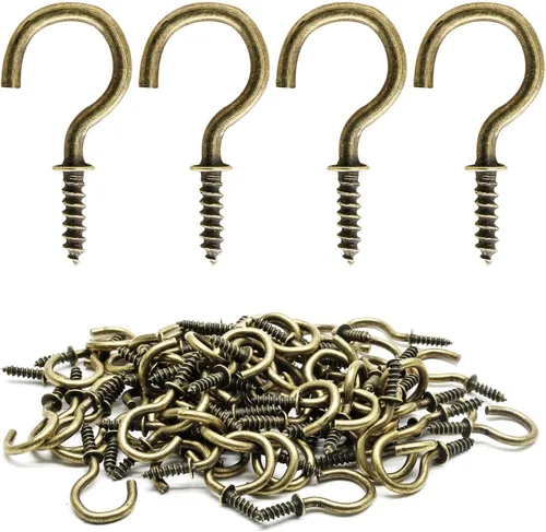 Miniatura 22 de Biaungdo 60 ganchos para tazas de techo de 1 pulgada, ganchos de tornillo, ganchos de taza de techo, ganchos autorroscantes, color negro
