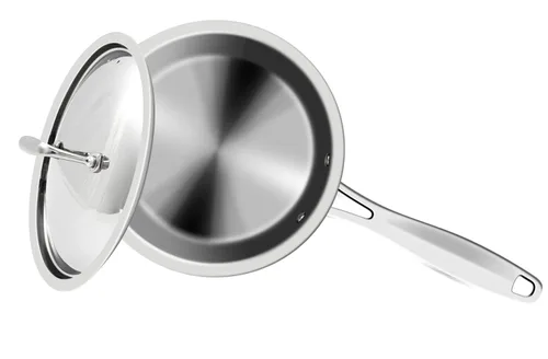 Miniatura 2 de Nuwave Sartén de acero inoxidable de tres capas con tapa, tecnología de calentamiento uniforme, construcción profunda 18/10, sin PTFE PFOA PFOS, 5QT