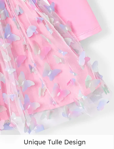 Miniatura 5 de L.O.L. Surprise! Vestidos de malla tutú para niñas con mariposa y purpurina para fiesta, vestido de tul de manga larga, regalo de cumpleaños