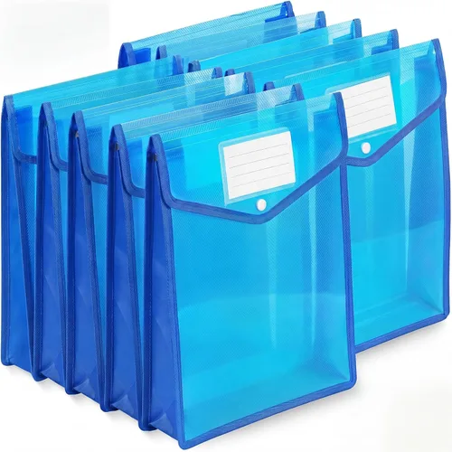 Miniatura 9 de Carpetas de plástico para archivos, 10 piezas, sobre expandible, carpeta organizadora de documentos con cierre a presión y bolsillo, bolsa Negro