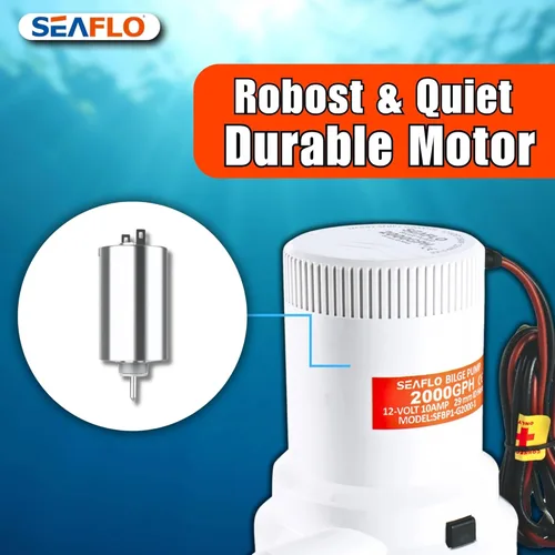 Miniatura 6 de Bomba de achique SEAFLO Serie 01 de 2000 GPH – 12V, salida de 1-1/8", bomba sumergible marina con protección anti-airlock, certificada CE y Rohs