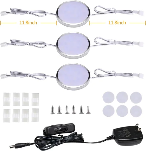 Miniatura 5 de Accesorio de iluminación LED para debajo del mostrador, paquete de 3 luces conectables con cable para debajo del gabinete para cocina, luces
