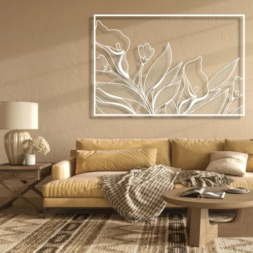 Miniatura 7 de Decoración de pared de metal, arte de pared de metal con flores de lirio de cala, decoración de pared de lirio de cala, decoración de pared de Plata