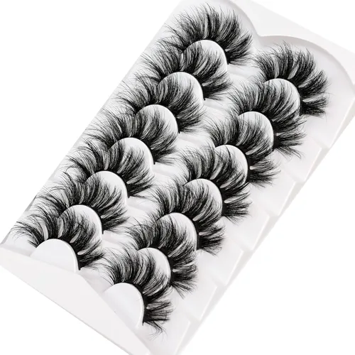 Miniatura 599 de Pooplunch - Pestañas postizas finas de visón sintético, estilo ojo de gato, naturales, cruzadas, tipo racimo, efecto 8D de volumen, tiras