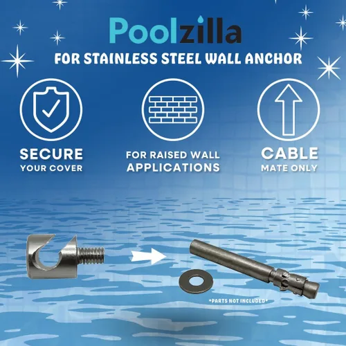 Miniatura 5 de Poolzilla Paquete de 5 tornillos de pared de acero inoxidable de 3 pulgadas para cubierta de seguridad de piscina, instala fácilmente la cubierta