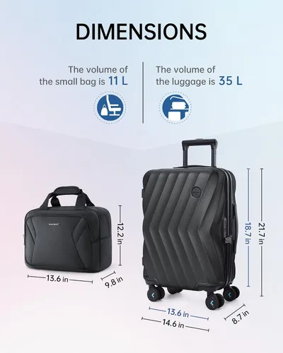 Miniatura 5 de BAGSMART Equipaje de viaje para equipaje de mano, Negro -, Cerradura Tsa