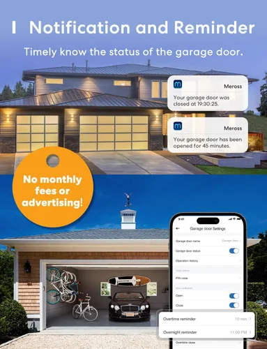 Miniatura 6 de meross Abridor de Puerta de Garaje Inteligente WiFi con Control Remoto, Control por Aplicación, Funciona con Alexa, Google Assistant y SmartThings