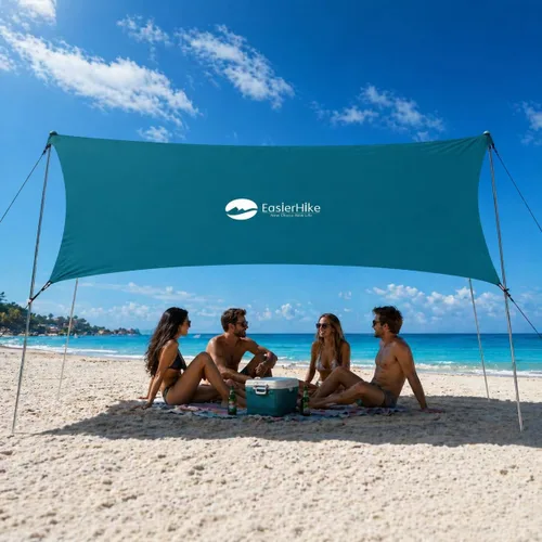 Miniatura 11 de EasierHike Tienda de campaña para playa, 7 × 7.15 pies, toldo de playa portátil fácil de desplegar, refugio de protección solar UPF50+, resistente