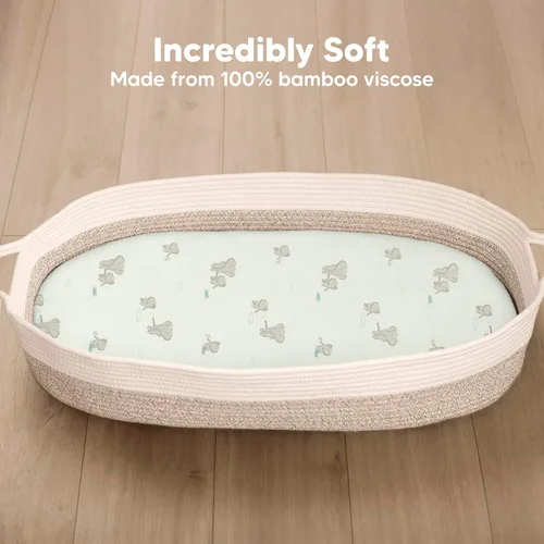 Miniatura 2 de 2 paquetes de sábanas ajustadas para moisés de bebé, para niña y niño - 33x17 de viscosa derivada del bambú, sábanas ajustadas para colchón de cuna