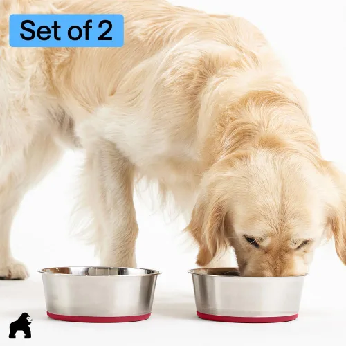 Miniatura 8 de GORILLA GRIP Tazones para perros, acero inoxidable 304 de grado alimenticio, capacidad para 2 tazas cada uno (16 onzas líquidas) para alimentos