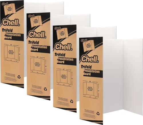 Miniatura 9 de Chell Tablero de Póster Tríptico de Tamaño Mini, 16" x 24", Tableros de Proyecto Corrugados Pequeños, Blanco, Paquete de 2